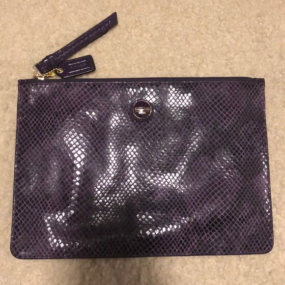 Coach Handbags - Price Drop!Purple snakeskin Coach clutch-Authentic